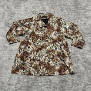 Vintage KOMITOR Coat Womens 3XL Brown Leopard Print Made in USA ILGWU 90s